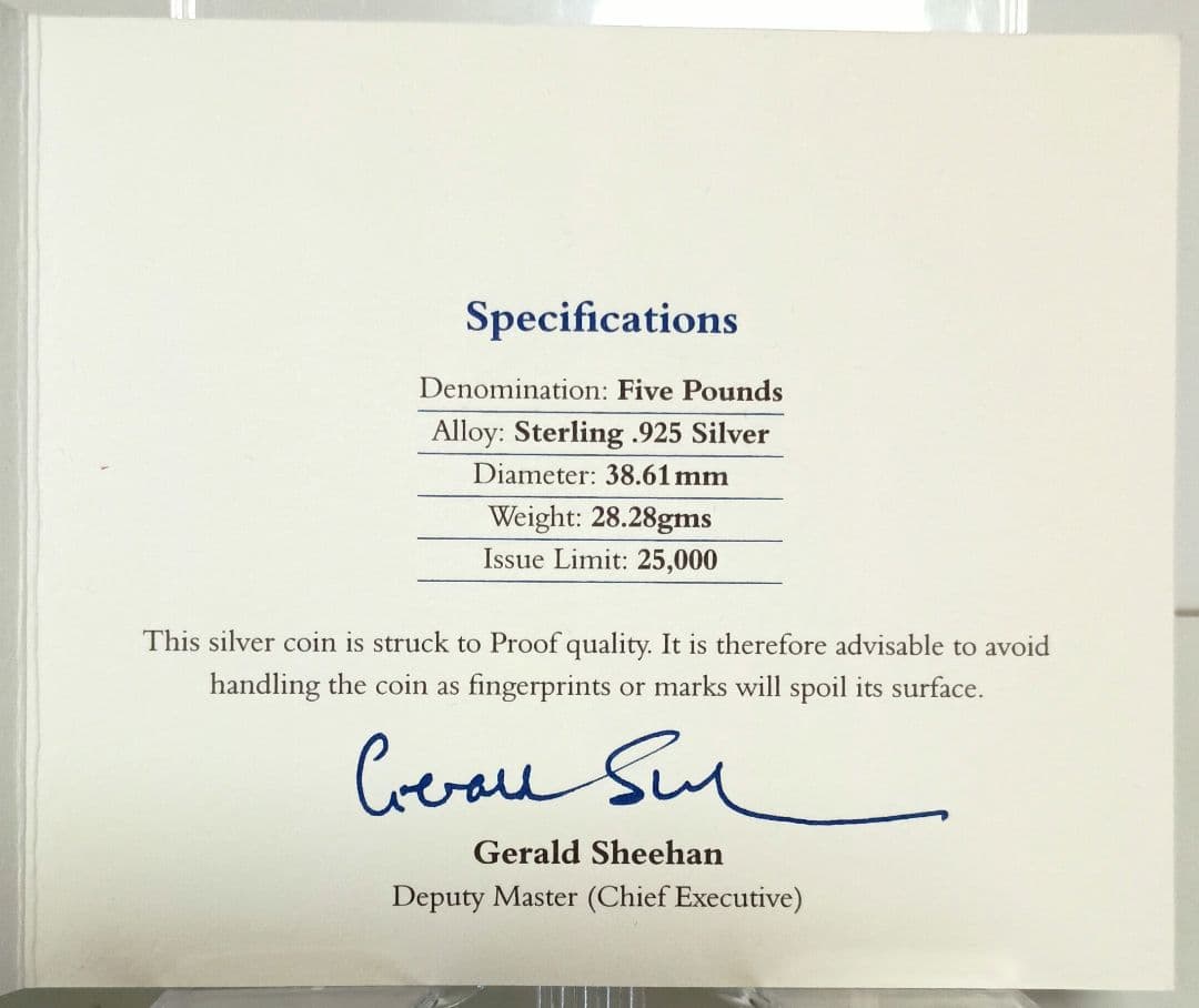 2002 クイーンマザー追悼記念 5ポンド プルーフ銀貨