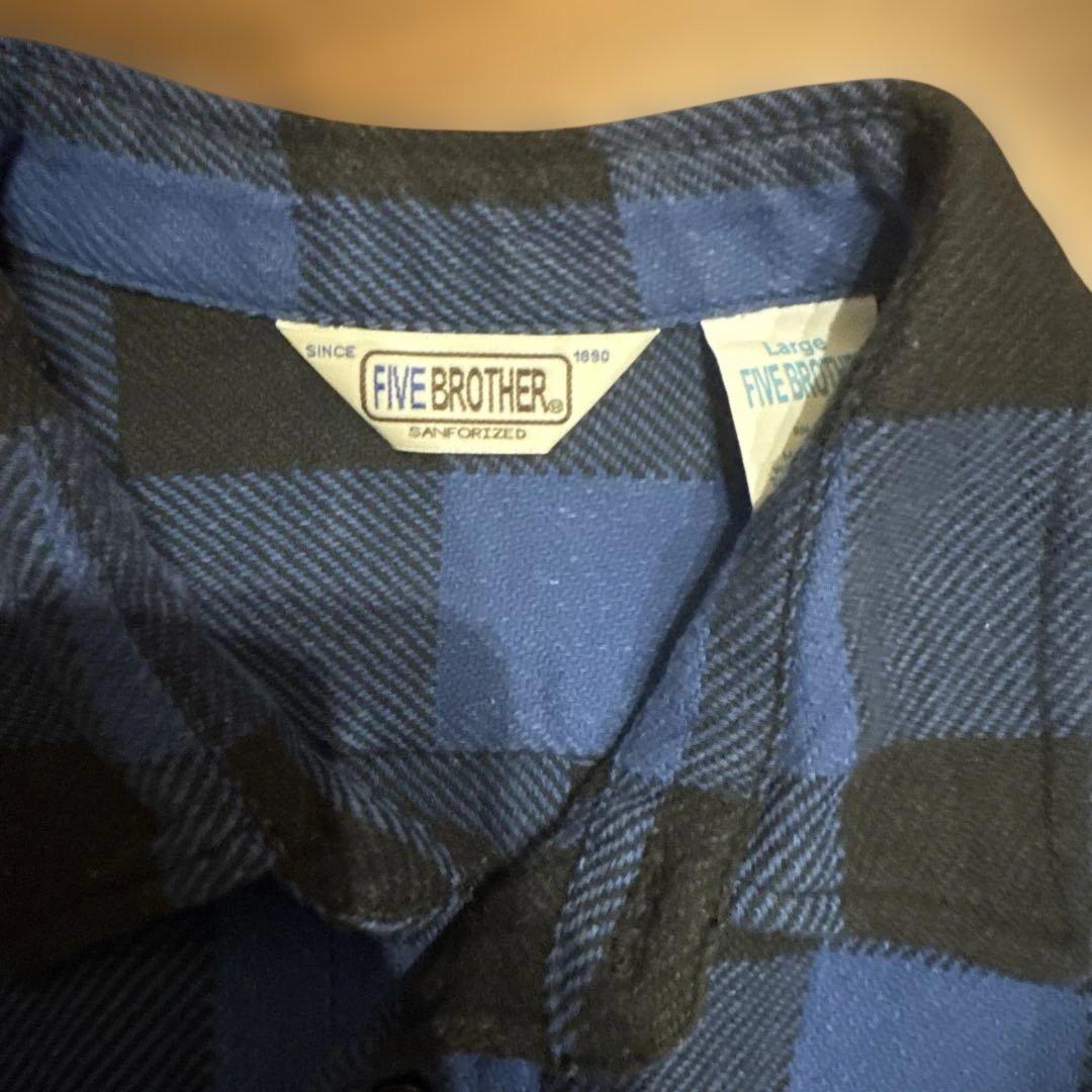 FIVE BROTHER ネルシャツ Lサイズ 青黒チェック