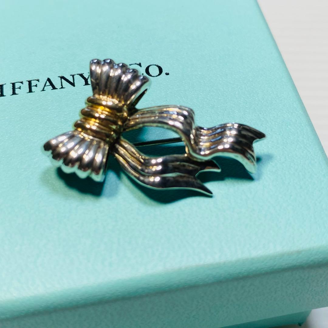 ティファニー　ビンテージリボンブローチ　STR 14K シルバー925 14K