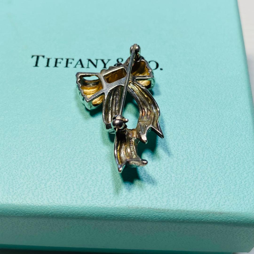ティファニー　ビンテージリボンブローチ　STR 14K シルバー925 14K