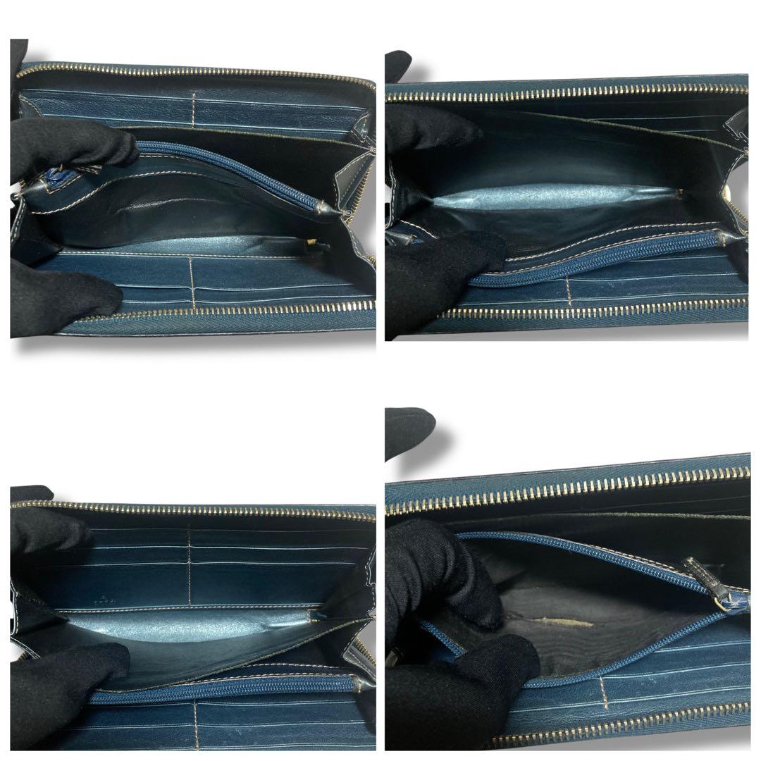 グッチ　長財布　ラウンドジップ　GGシマ　ゴールドプレート　レザー　ブラック