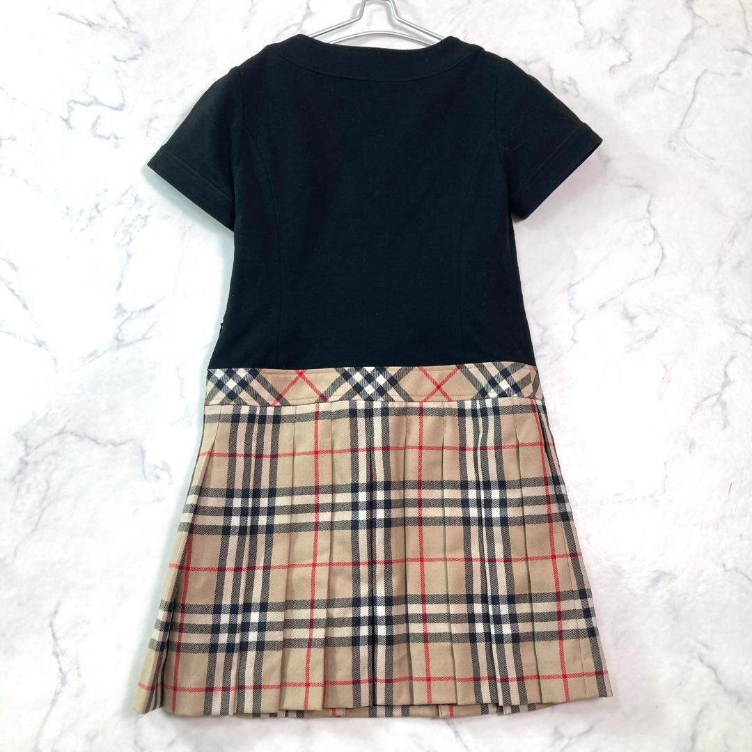 極美品 バーバリーロンドン 子供140 ワンピース 通年 黒系 B1230
