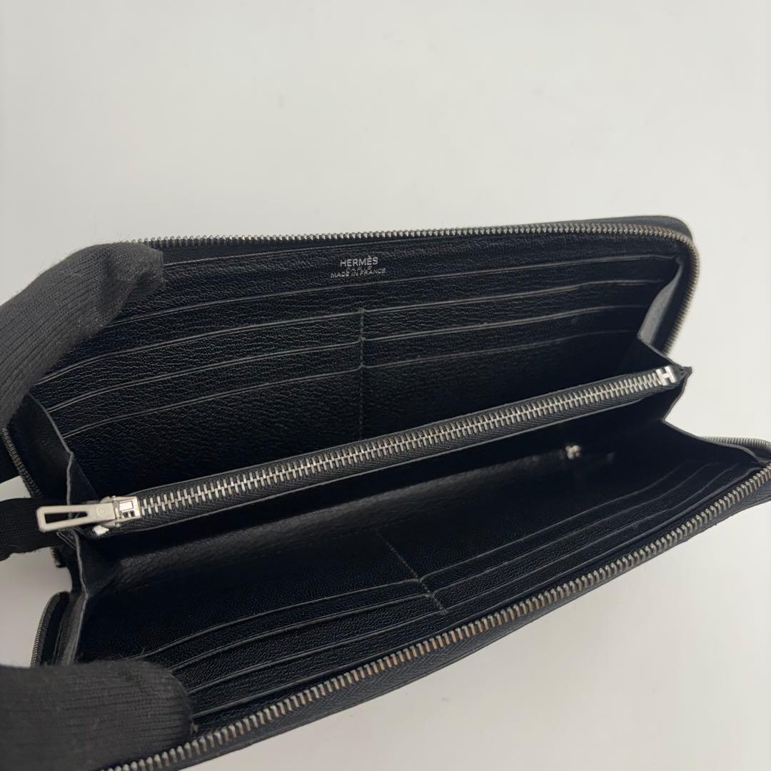 美品 HERMES エルメス オールレザー アザップロング ブラック
