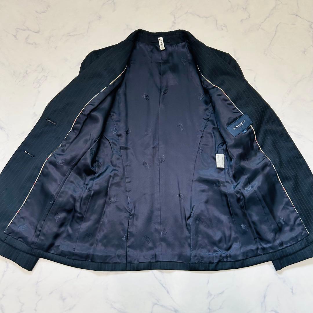 【美品】バーバリーロンドン パンツスーツ セットアップ ストライプ ブラック S