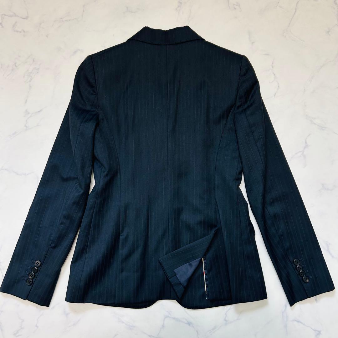 【美品】バーバリーロンドン パンツスーツ セットアップ ストライプ ブラック S
