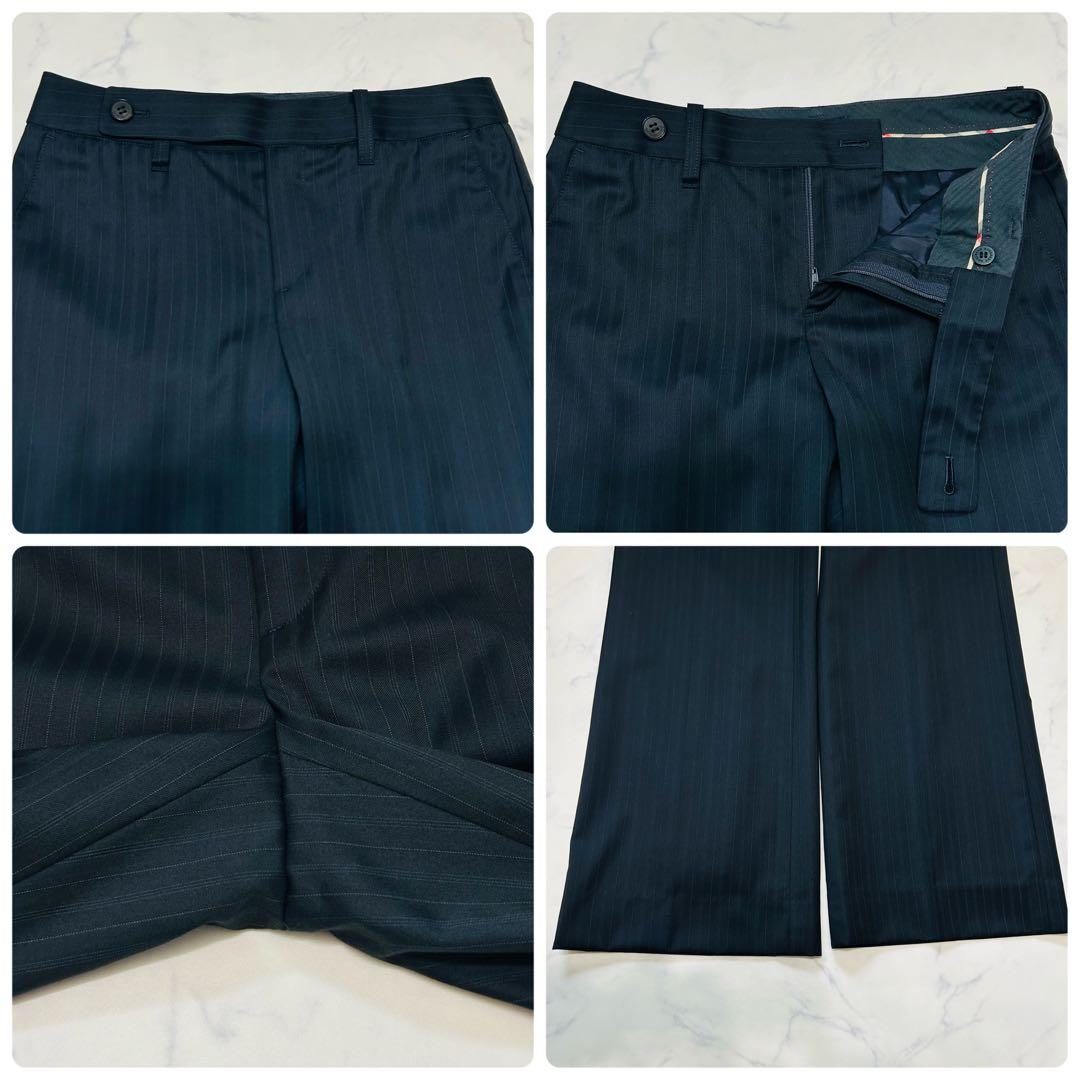 【美品】バーバリーロンドン パンツスーツ セットアップ ストライプ ブラック S