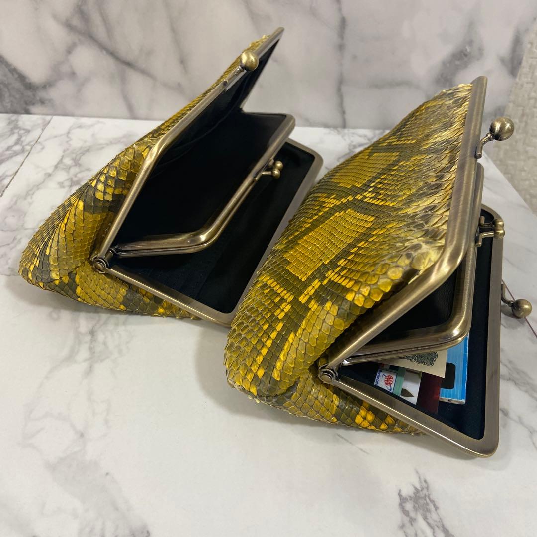 you　ハンドメイド　パイソンの本革親子がま口財布2点