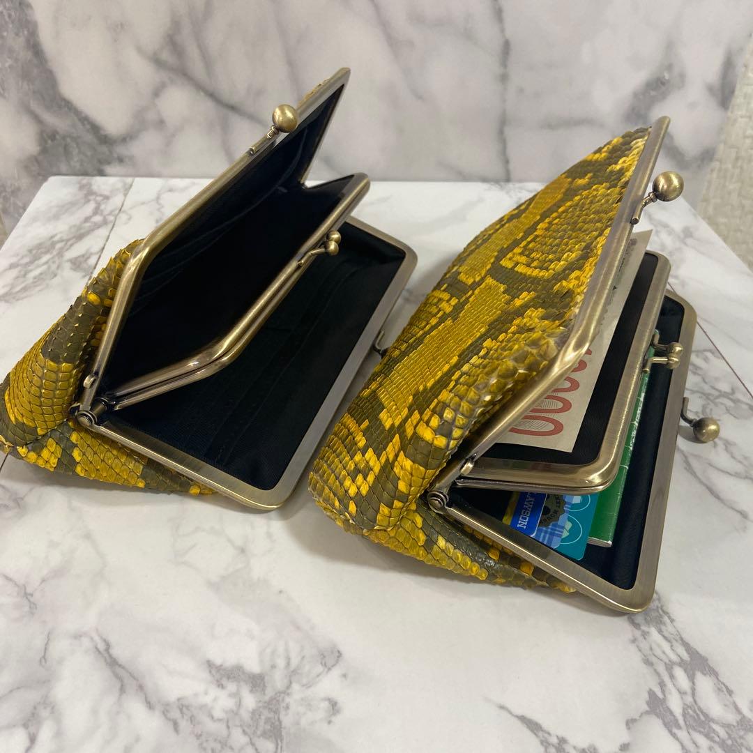 you　ハンドメイド　パイソンの本革親子がま口財布2点