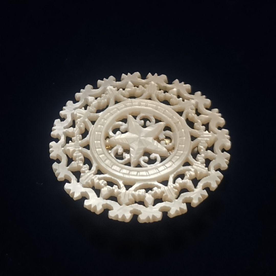 ヴィンテージベツレヘムパール五芒星ブローチ　せかほし