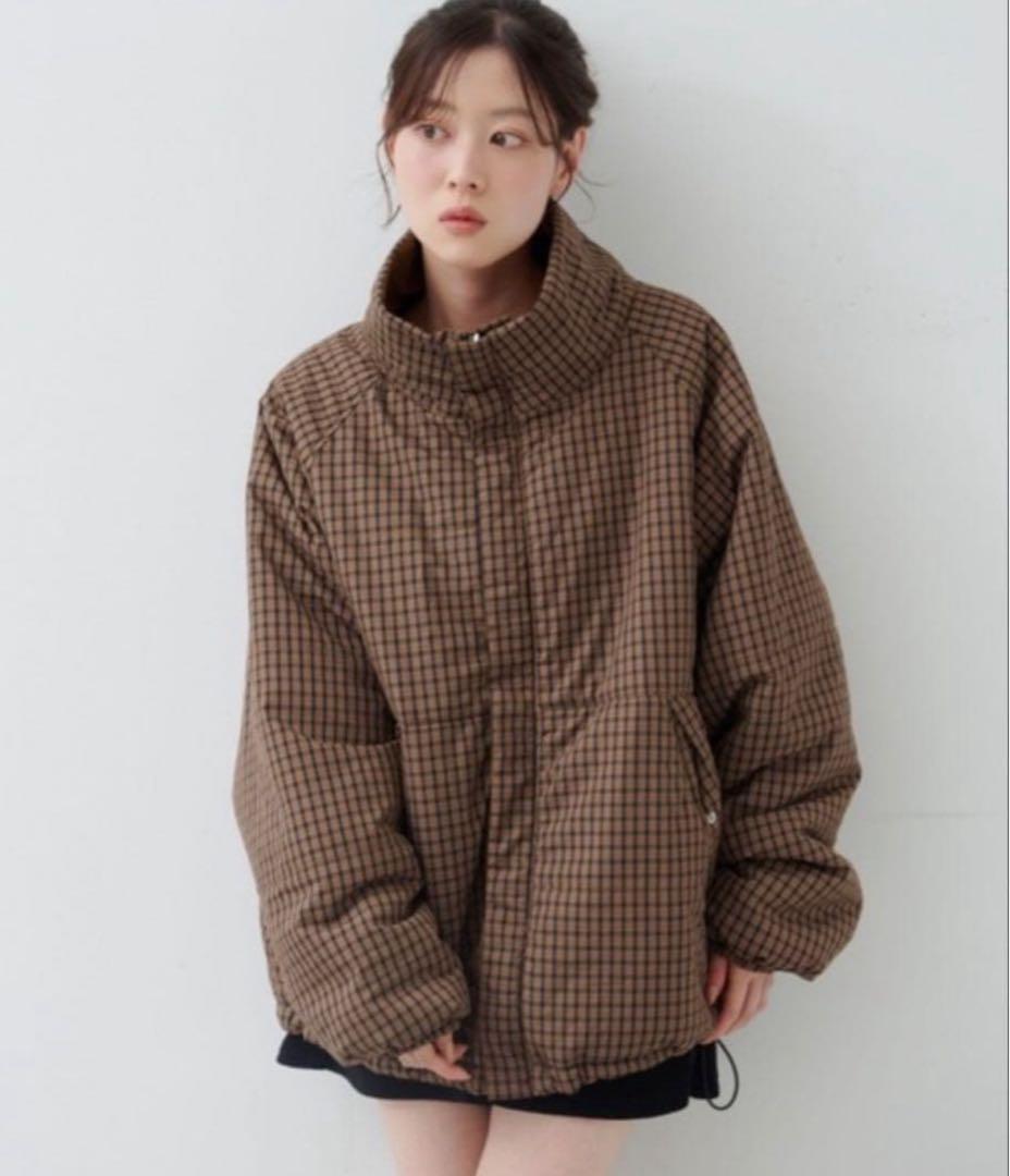 Kastane チェック中綿リバーシブルアウター　ダウンジャケット