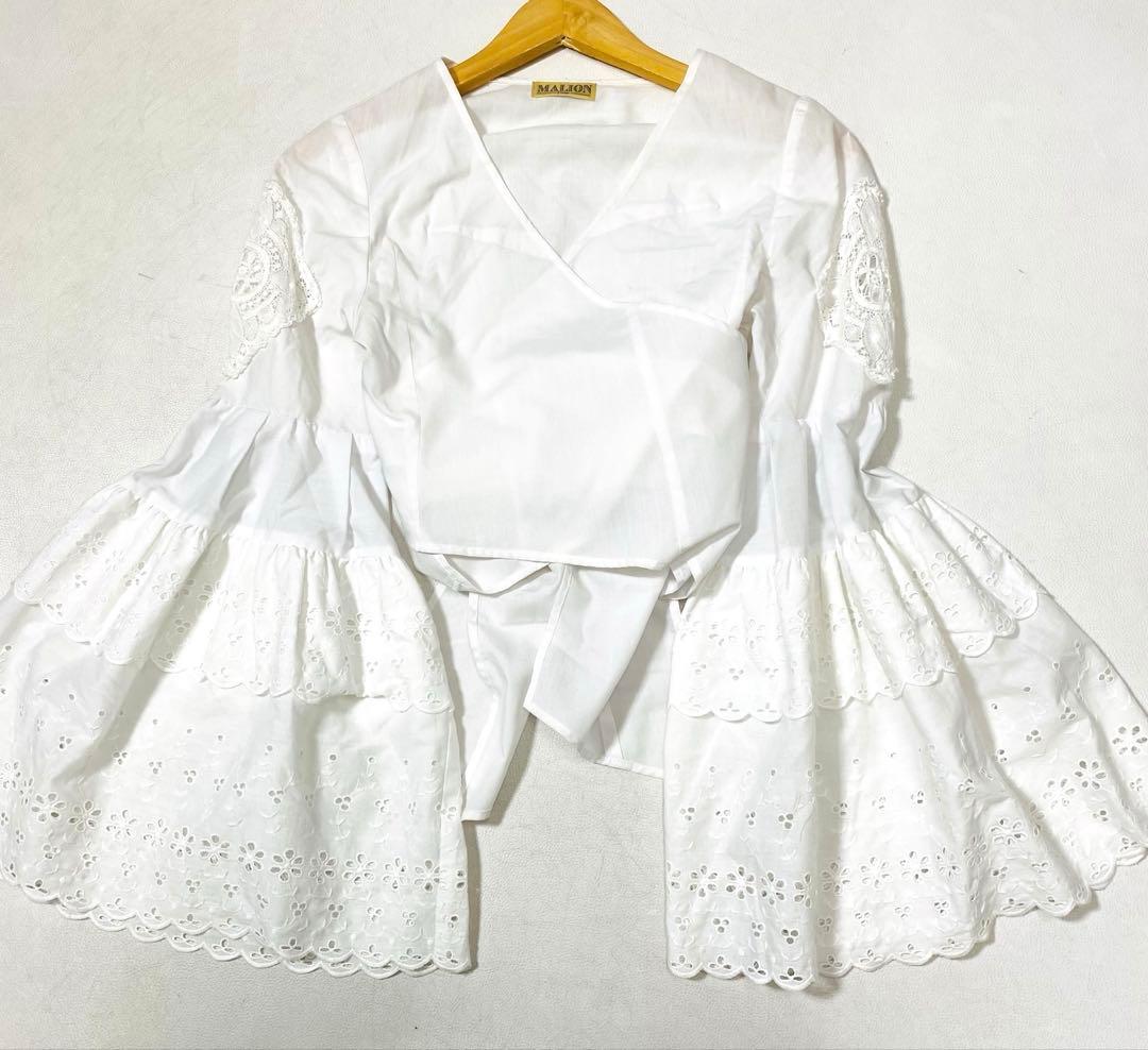 MALION vintage レース袖 カシュクールブラウス