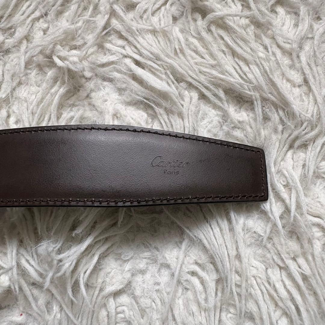 美品　Cartier サントス　リバーシブルベルト　シルバーバックル　黒　茶