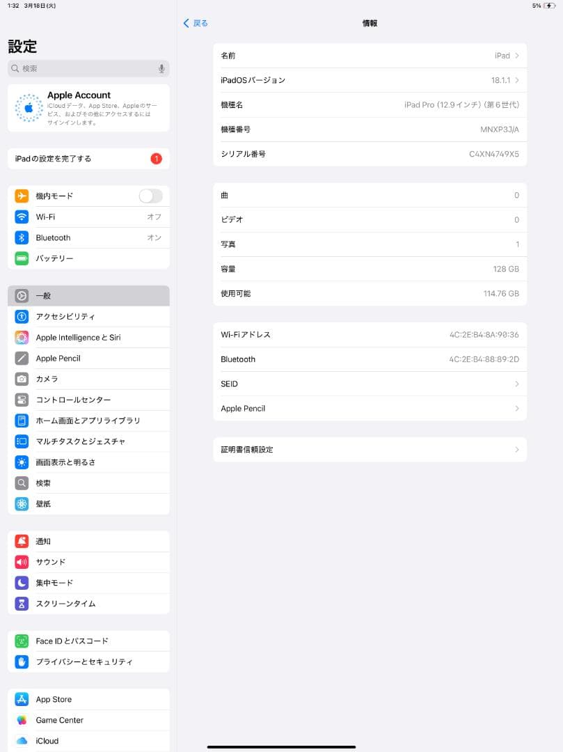 Apple iPad Pro 12.9インチ 第6世代 本体