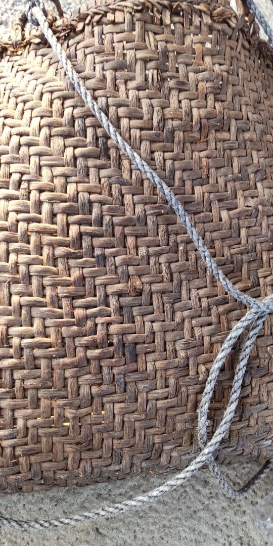 特大　山葡萄編み　カバン　バッグ　昭和レトロ　アンティーク　骨董