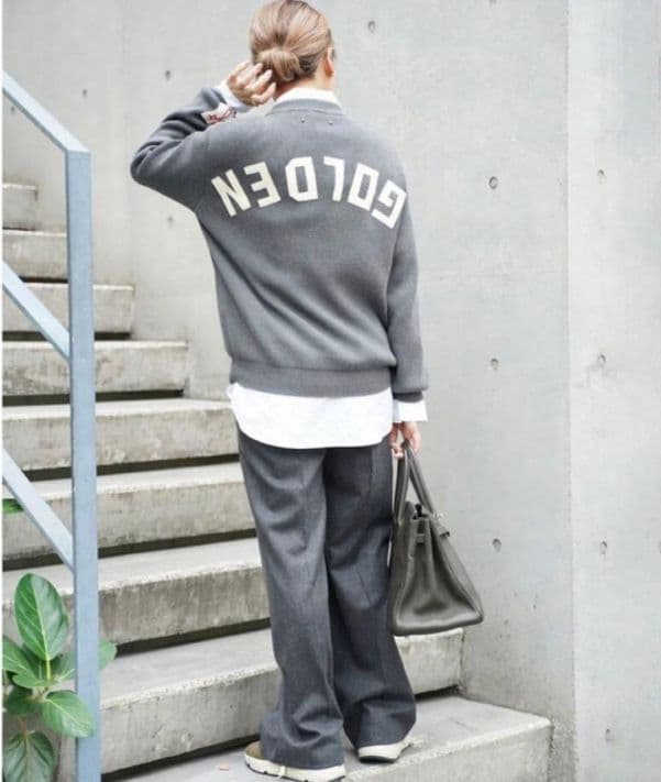 GOLDEN /ゴールデングース LOGO ニット ロゴ グレー