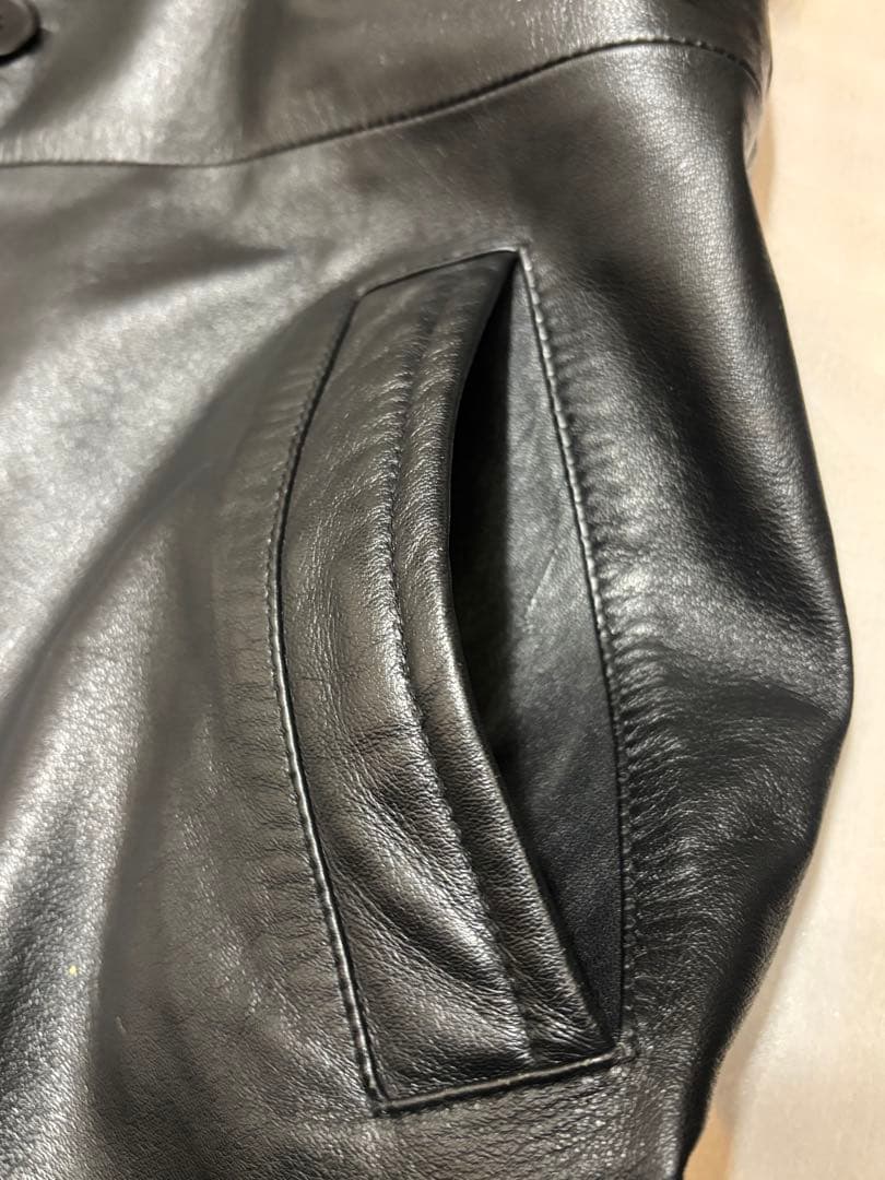 【激レア美品】　vintage 80s レザーチェスターコート　肩パッドなし