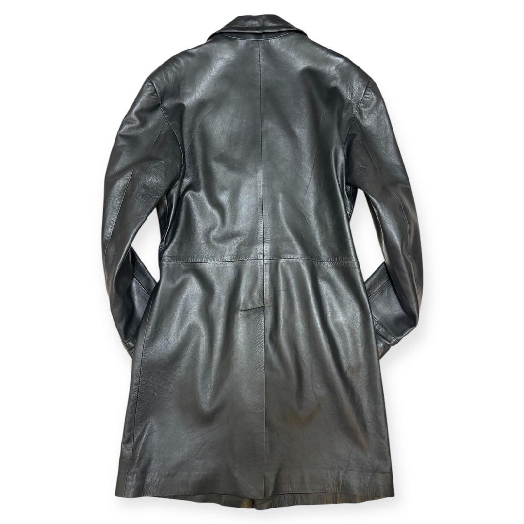 【激レア美品】　vintage 80s レザーチェスターコート　肩パッドなし