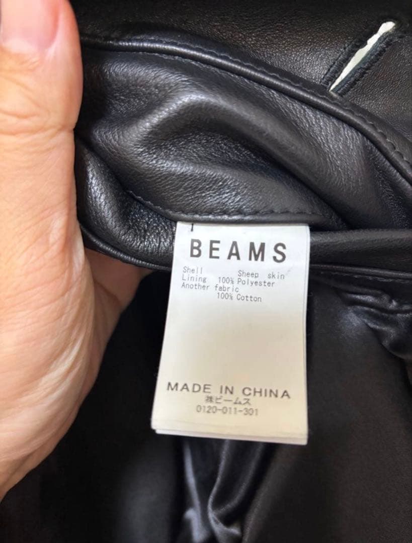 BEAMS ブラックレザー ジャケット M