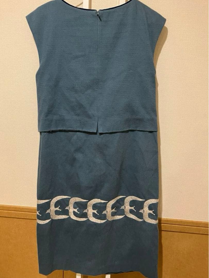 ミナペルホネン go go! カモメ ツバメ ワンピース ① ブルーグリーン