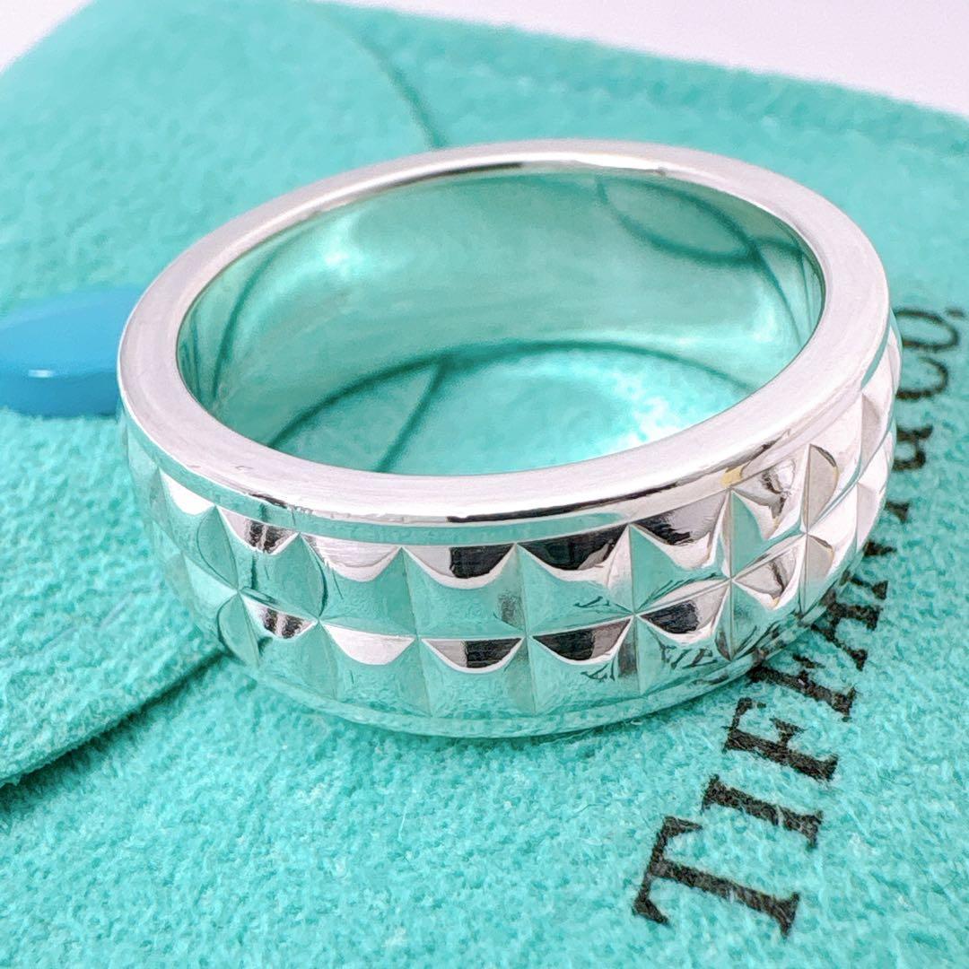 極美品 ティファニー スタッズ ピラミッド ドイツ製 リング 20号 シルバー