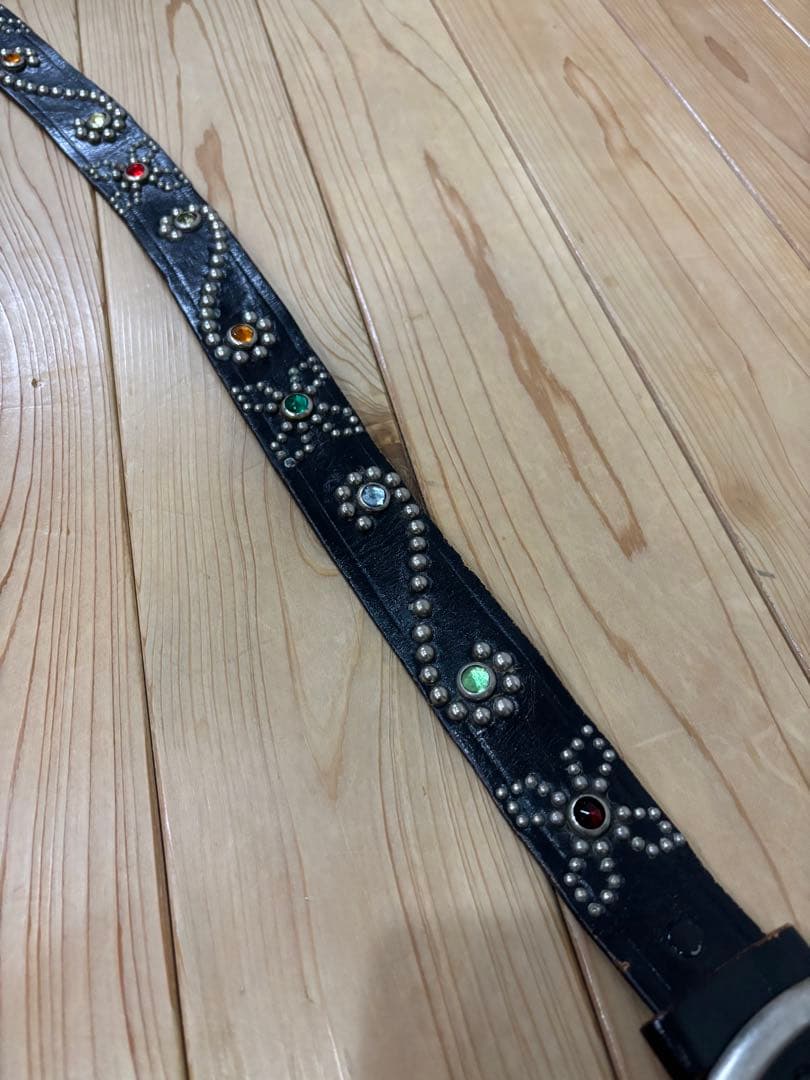 50s スタッズベルト　茶芯