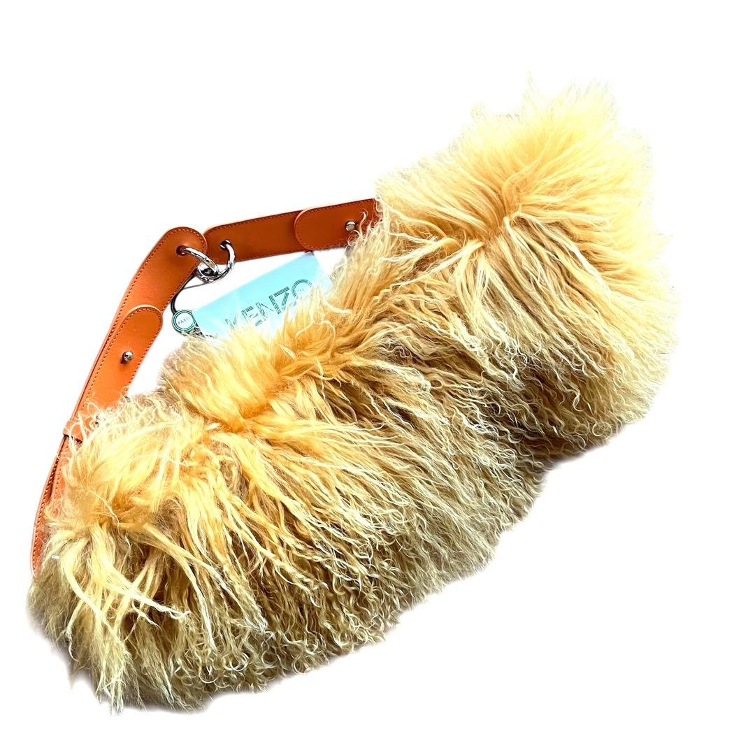 KENZO ファー付きベルト オレンジ 新品未使用 タグ付き