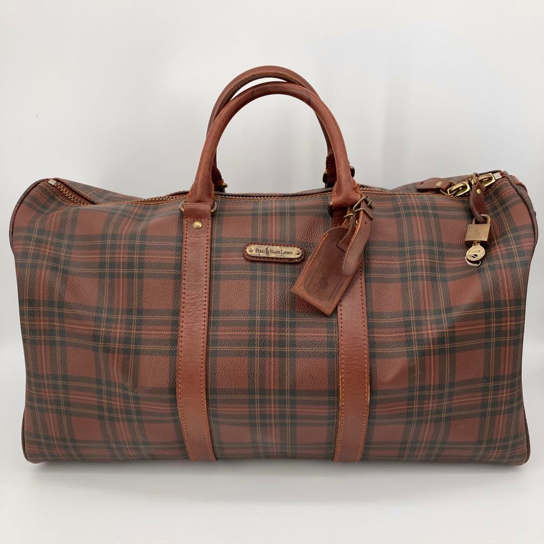 ポロラルフローレン ボストンバッグ チェック レアカラー 大容量 旅行 チェック