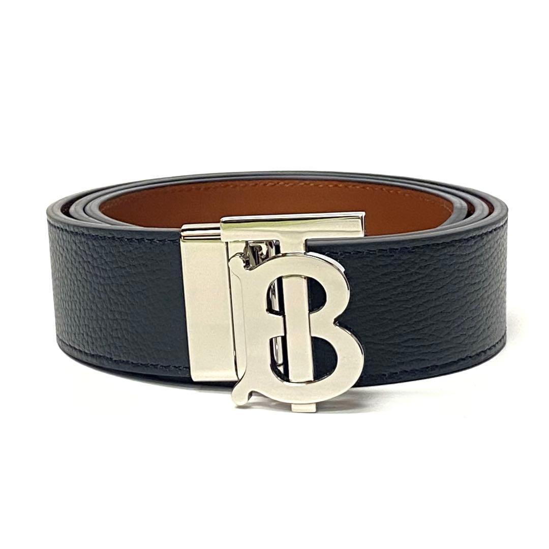 試着程度　定価8.3万　 バーバリー リバーシブル レザー TBベルト TBロゴ