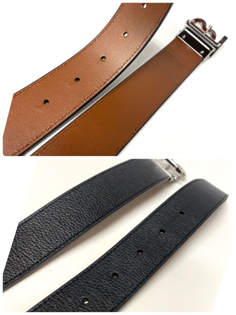 試着程度　定価8.3万　 バーバリー リバーシブル レザー TBベルト TBロゴ