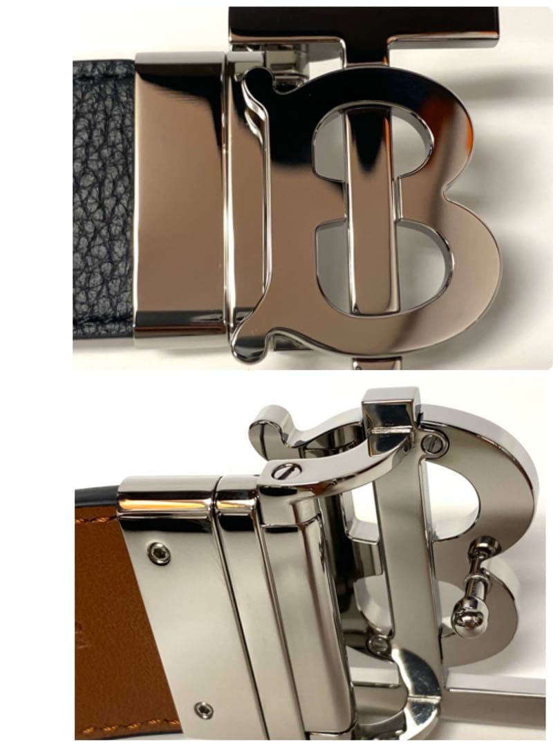 試着程度　定価8.3万　 バーバリー リバーシブル レザー TBベルト TBロゴ