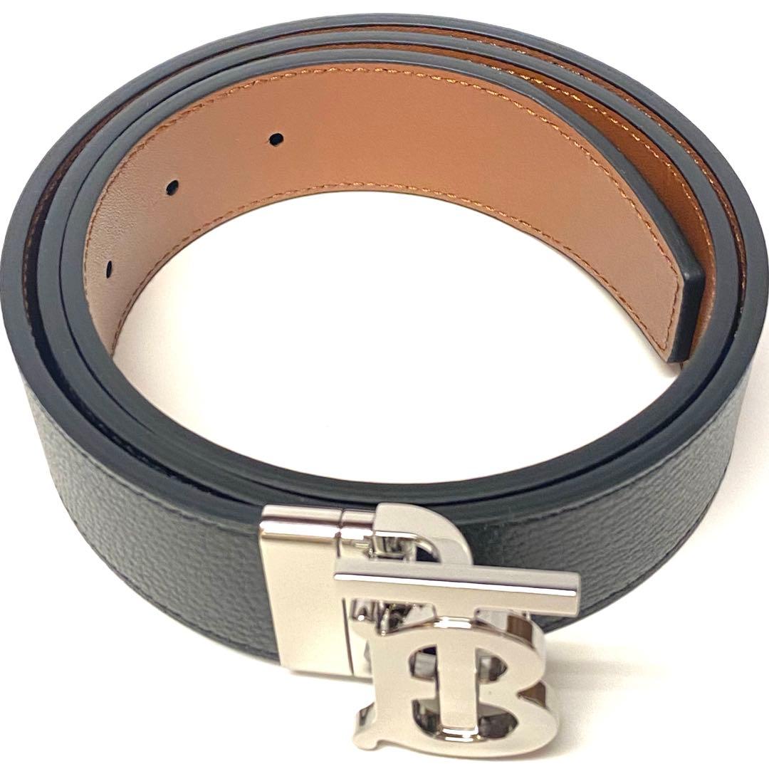 試着程度　定価8.3万　 バーバリー リバーシブル レザー TBベルト TBロゴ