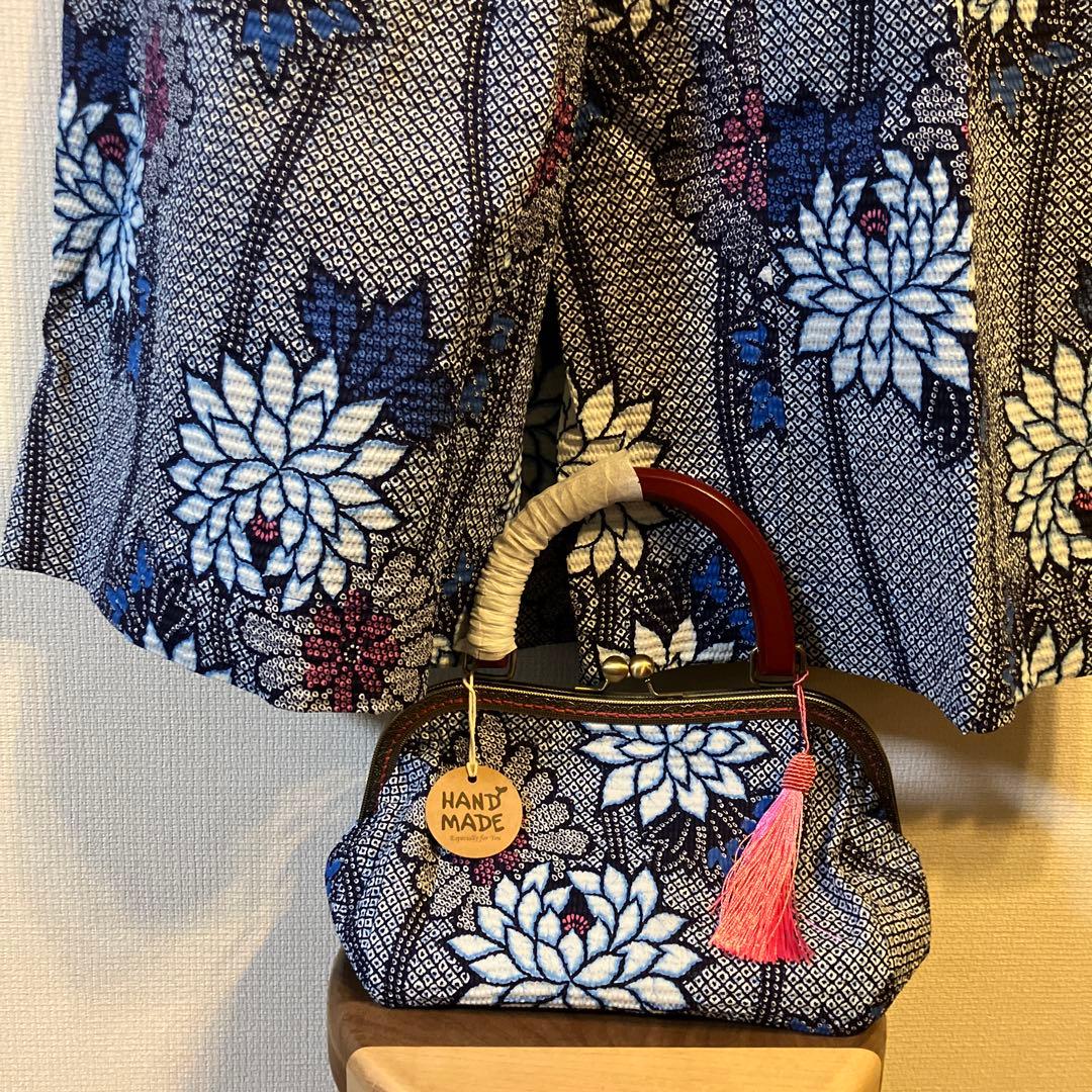 ハンドメイド　浴衣リメイク　ワイドパンツ+バッグ　【別売可】