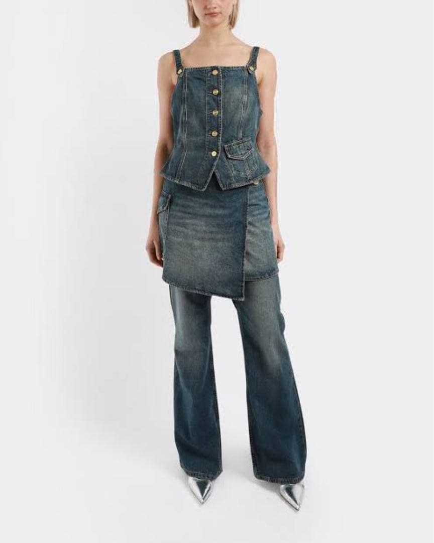 GANNI アシンメトリックデニムパンツ