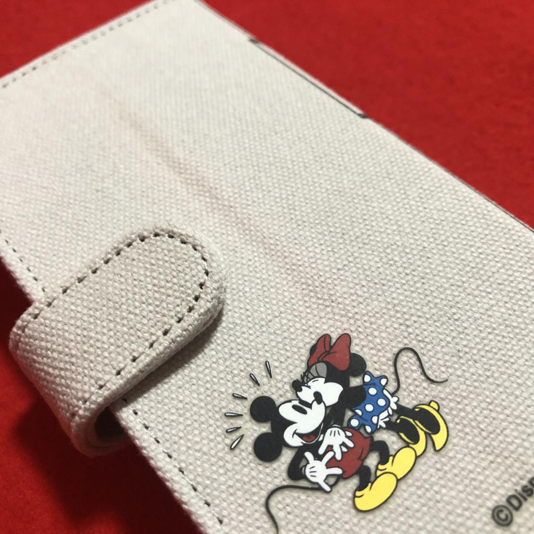 ミッキー&ミニー☆マルチ手帳型スマホキャンバスカバー：15.2×8.2×2㎝程
