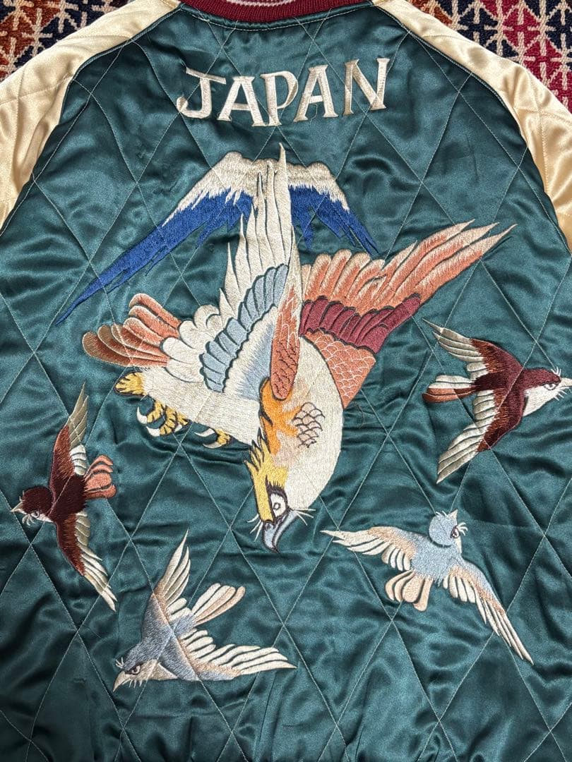 テーラー東洋　スカジャン　トラ　鷹　富士　キルティング　アゴ虎　ブルー　グリーン