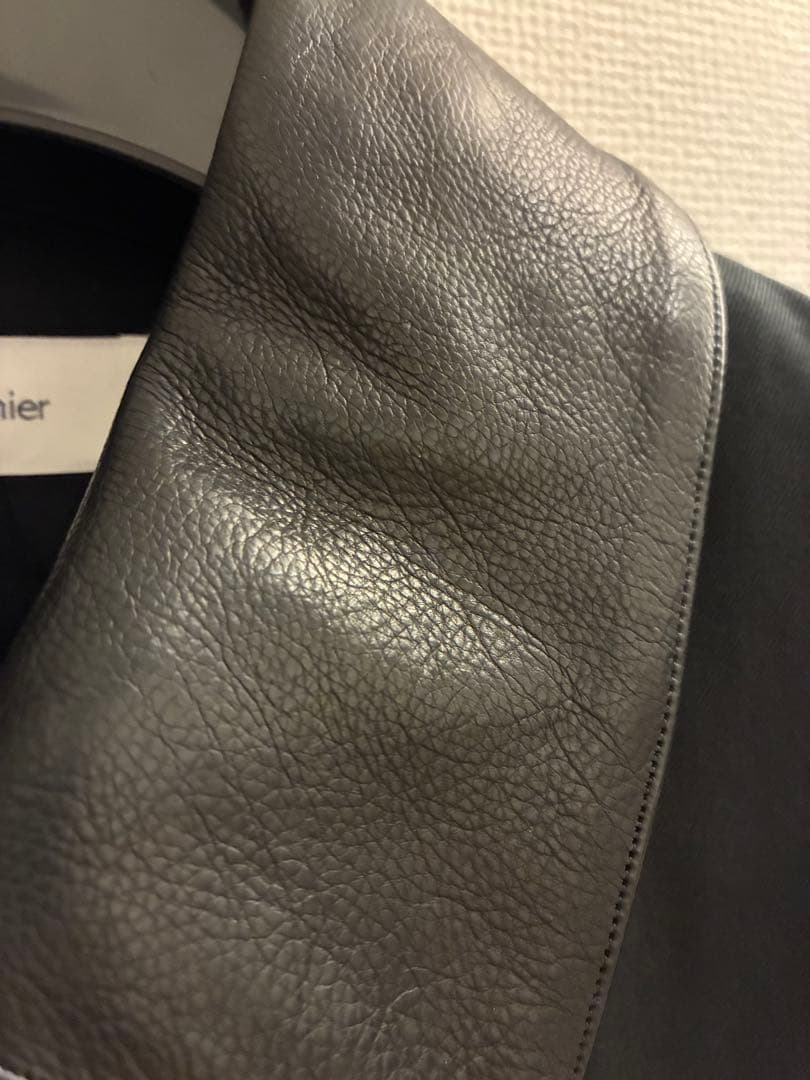 cornier 襟レザー フィンクス&ジンバブエコットンツイルブルゾン