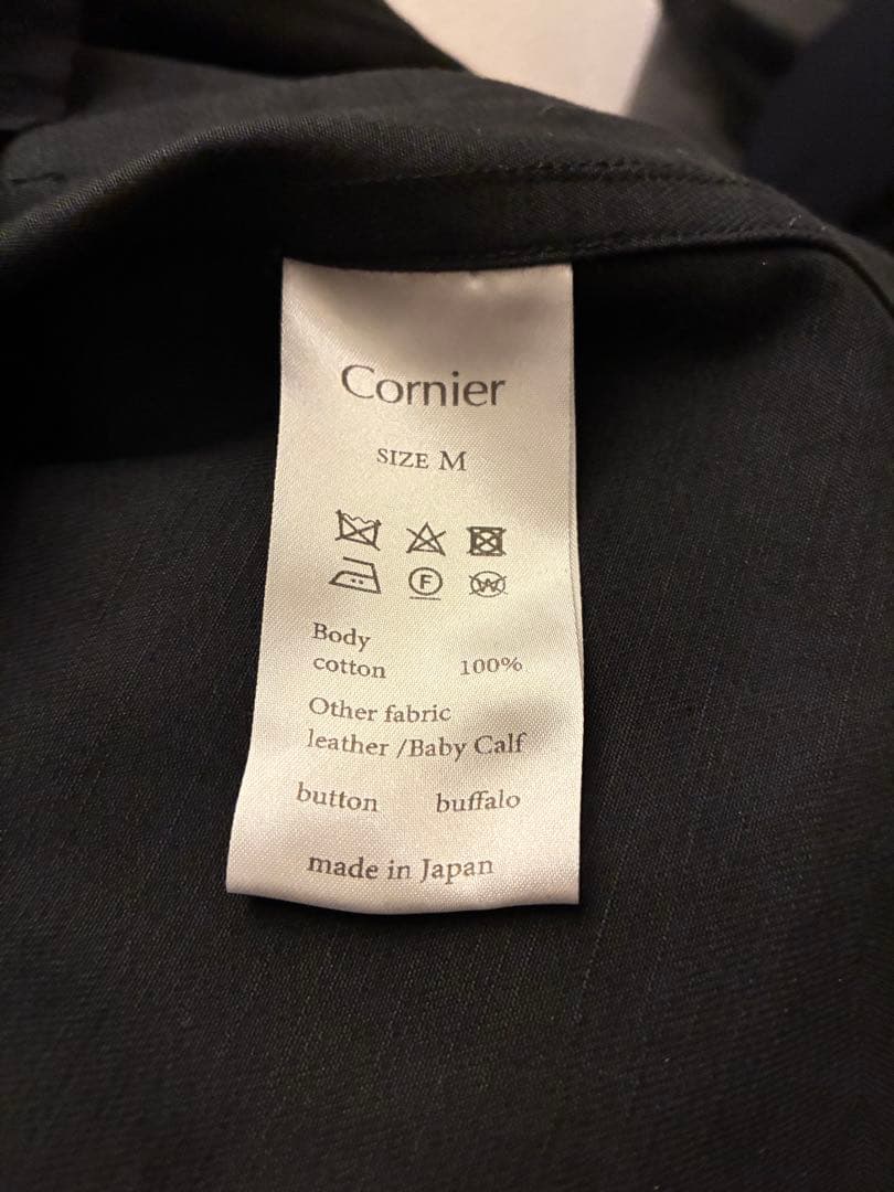 cornier 襟レザー フィンクス&ジンバブエコットンツイルブルゾン