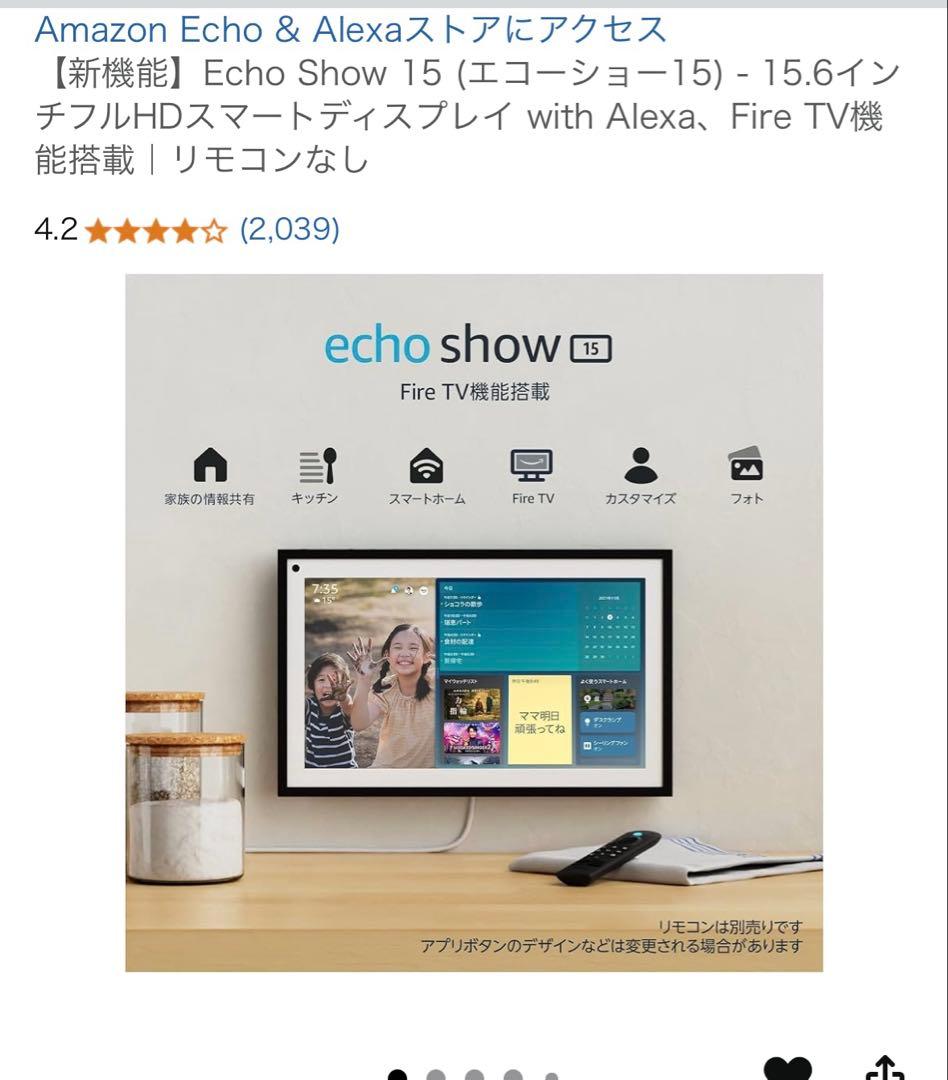 Echo Show 15 第一世代　パネルフレーム、壁美人付属