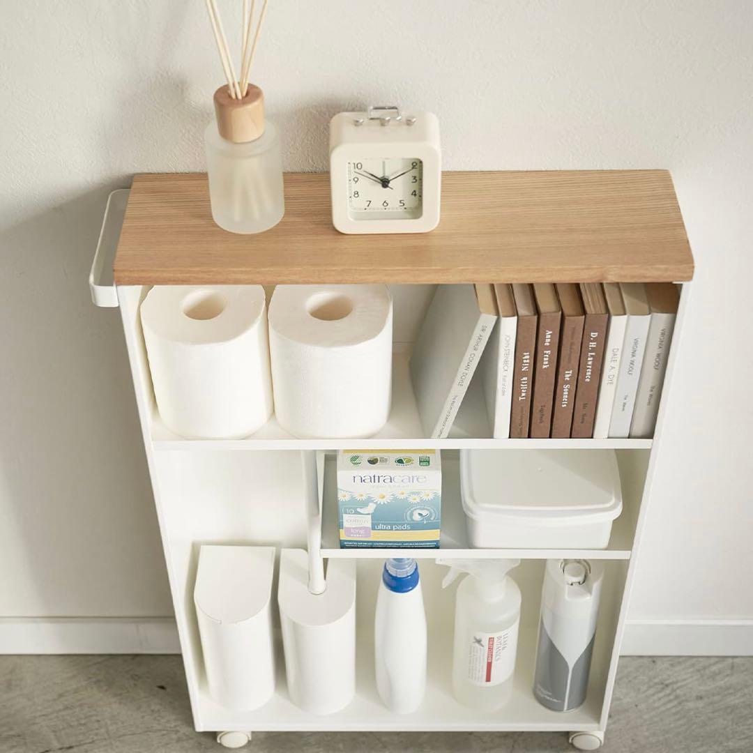 お値下げ中❗️towerタワーハンドル付きスリムトイレラックホワイト 山崎実業