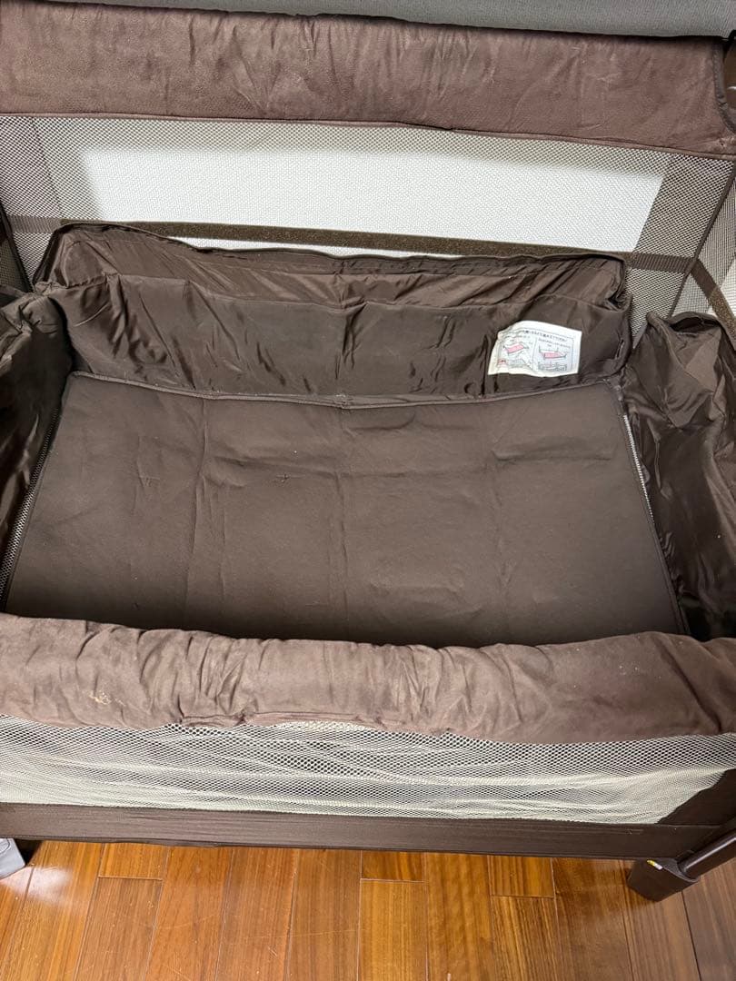 【美品】Aprica ココネルエアー プラス ベビーベッド ブラウン 折り畳み