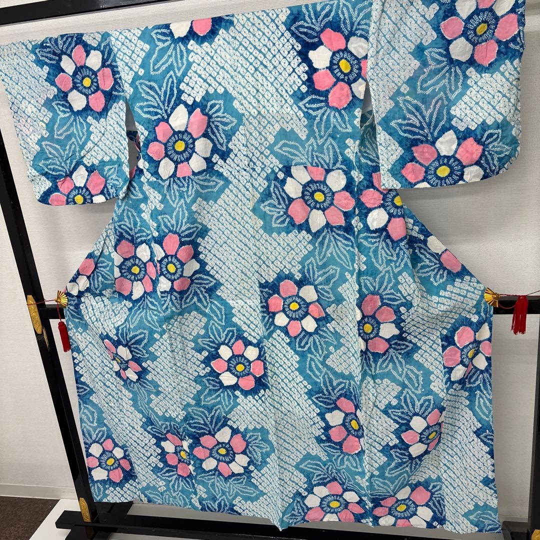 き*り様 AK-7778 有松鳴海絞り 浴衣 夏着物 色味の良い 夏物 着物 木