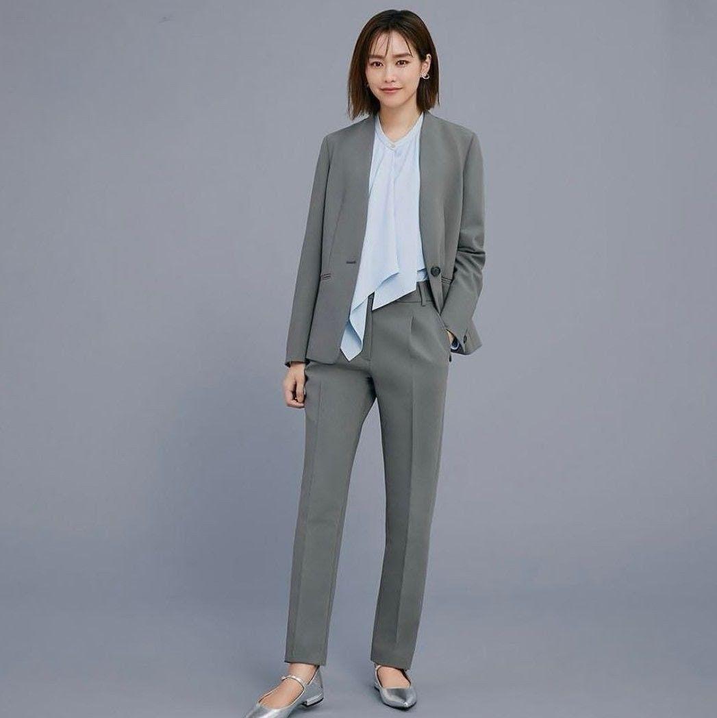 リバティ✨プラステ　ウォームリザーブカラーレスパンツスーツ　セットアップ