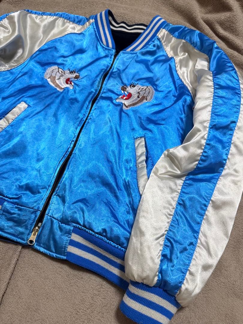 90s vintage 別珍 虎龍 地図 芸者 日本限定 スカジャン サテン