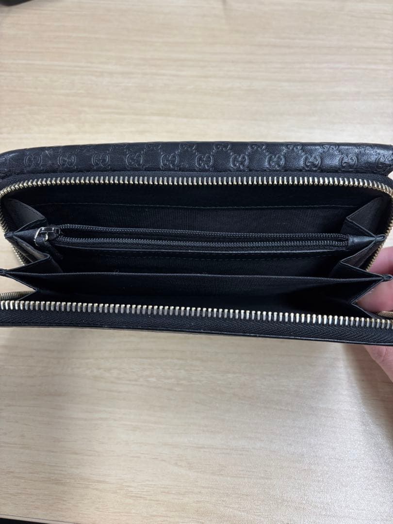 GUCCI レザー長財布 GGパターン 黒