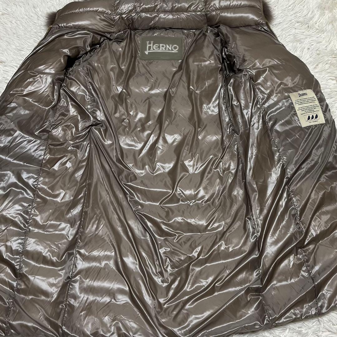 美品 ハンガー完備　ヘルノ　ダウンコート　38 フォックスファー　Aライン