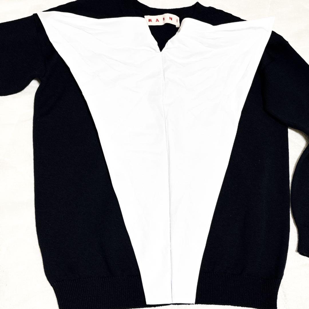 MARNI イタリア製 マルニ ニット セーター リボン ウール 紺 M 長袖