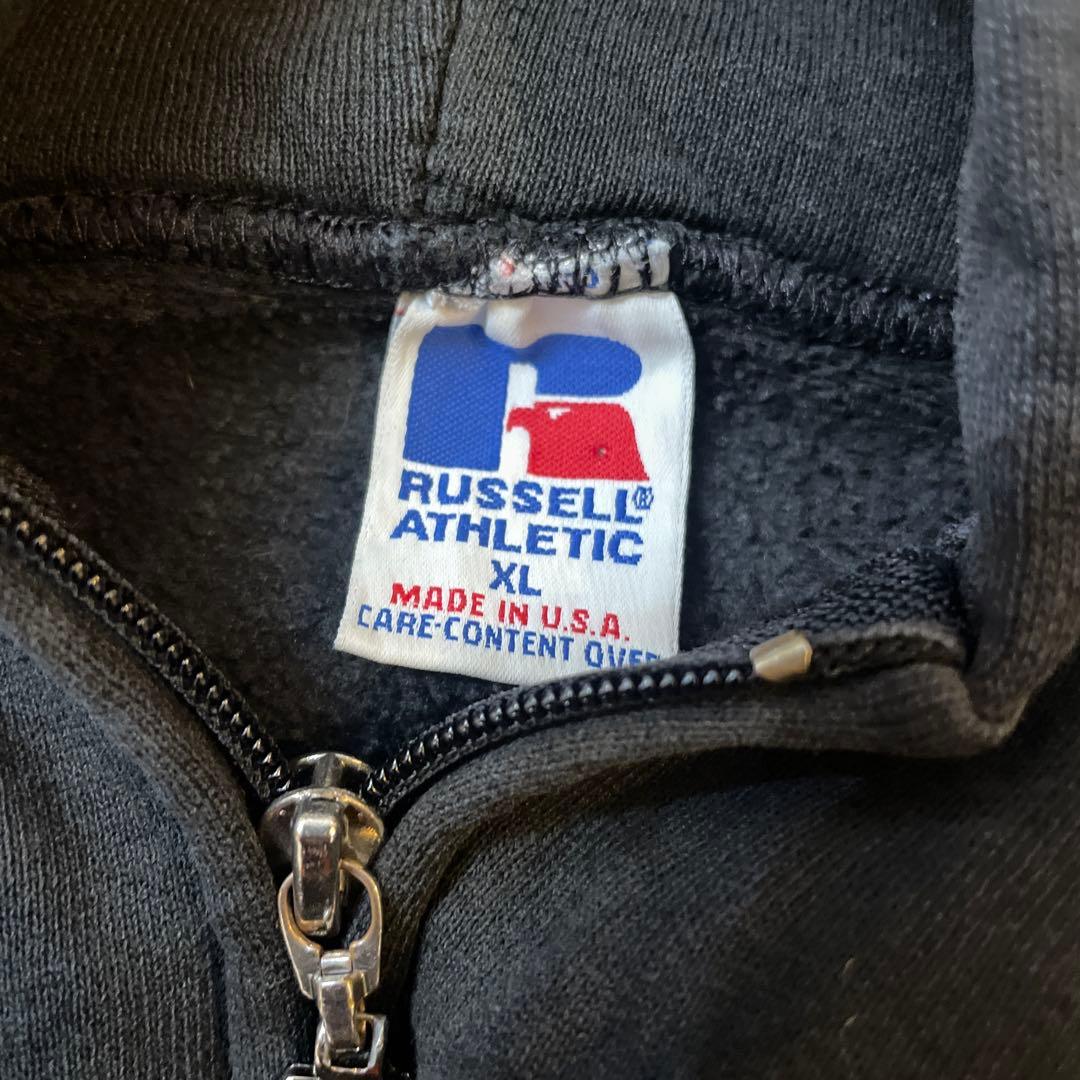 古*)様 XL 黒 USA製 ラッセル パーカー フルジップ