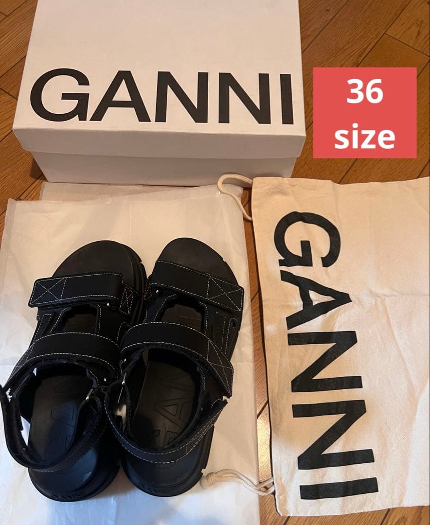 GANNI ラバー サンダル 黒 36