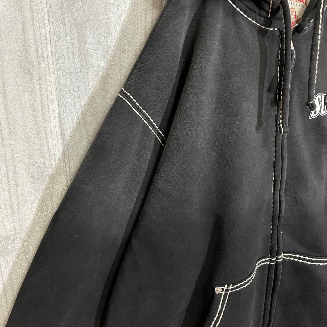 【最高コラボ】シュプリーム　両面ラインストーンロゴ　ジップパーカー　XL
