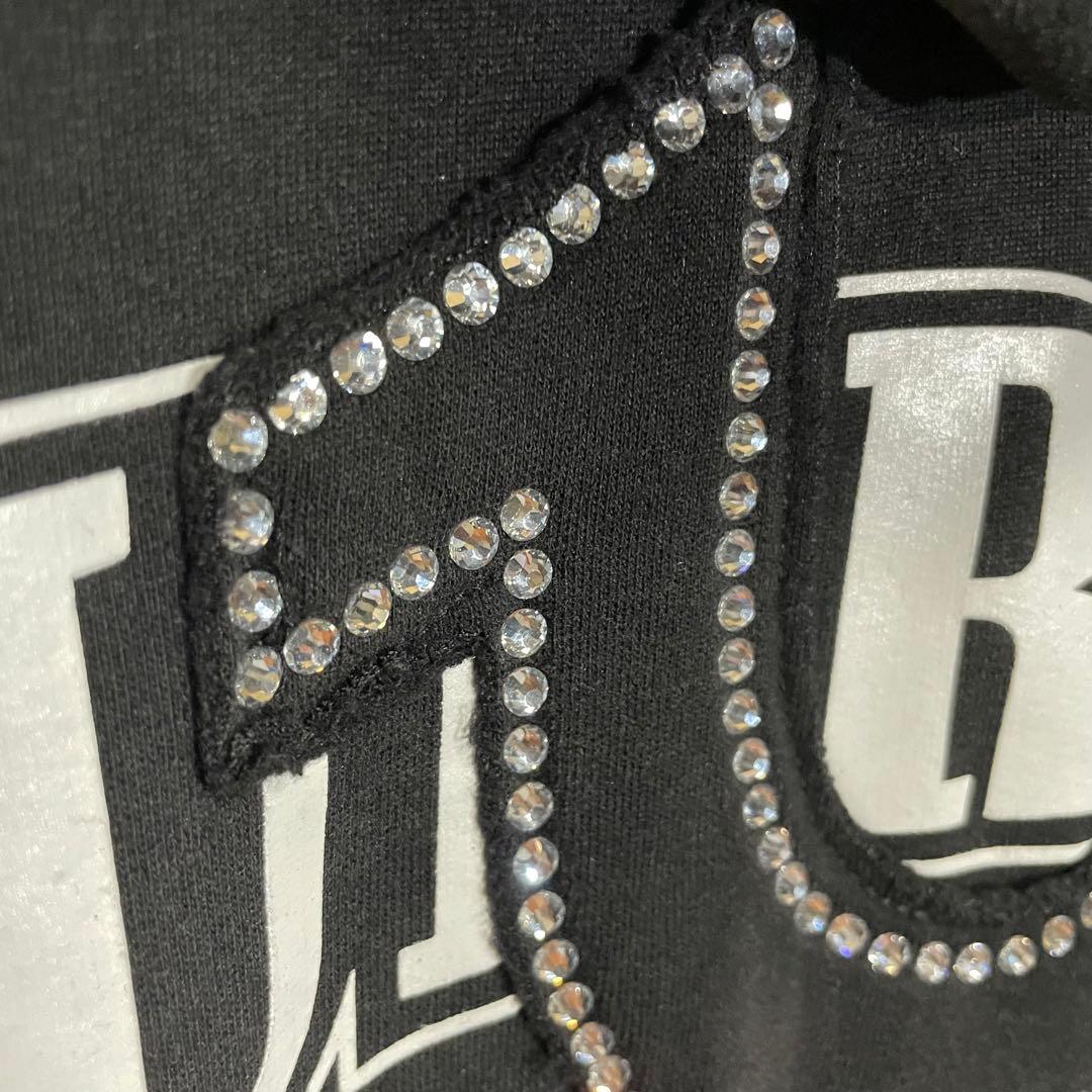 【最高コラボ】シュプリーム　両面ラインストーンロゴ　ジップパーカー　XL